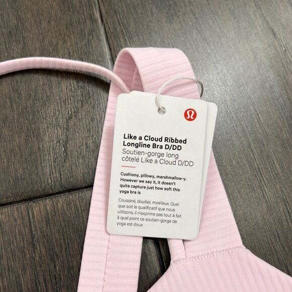 Lululemon Like a Cloud Ribbed Longline Bra *Light Support, D/DD Cup Pink Organza - Picture 3 of 8